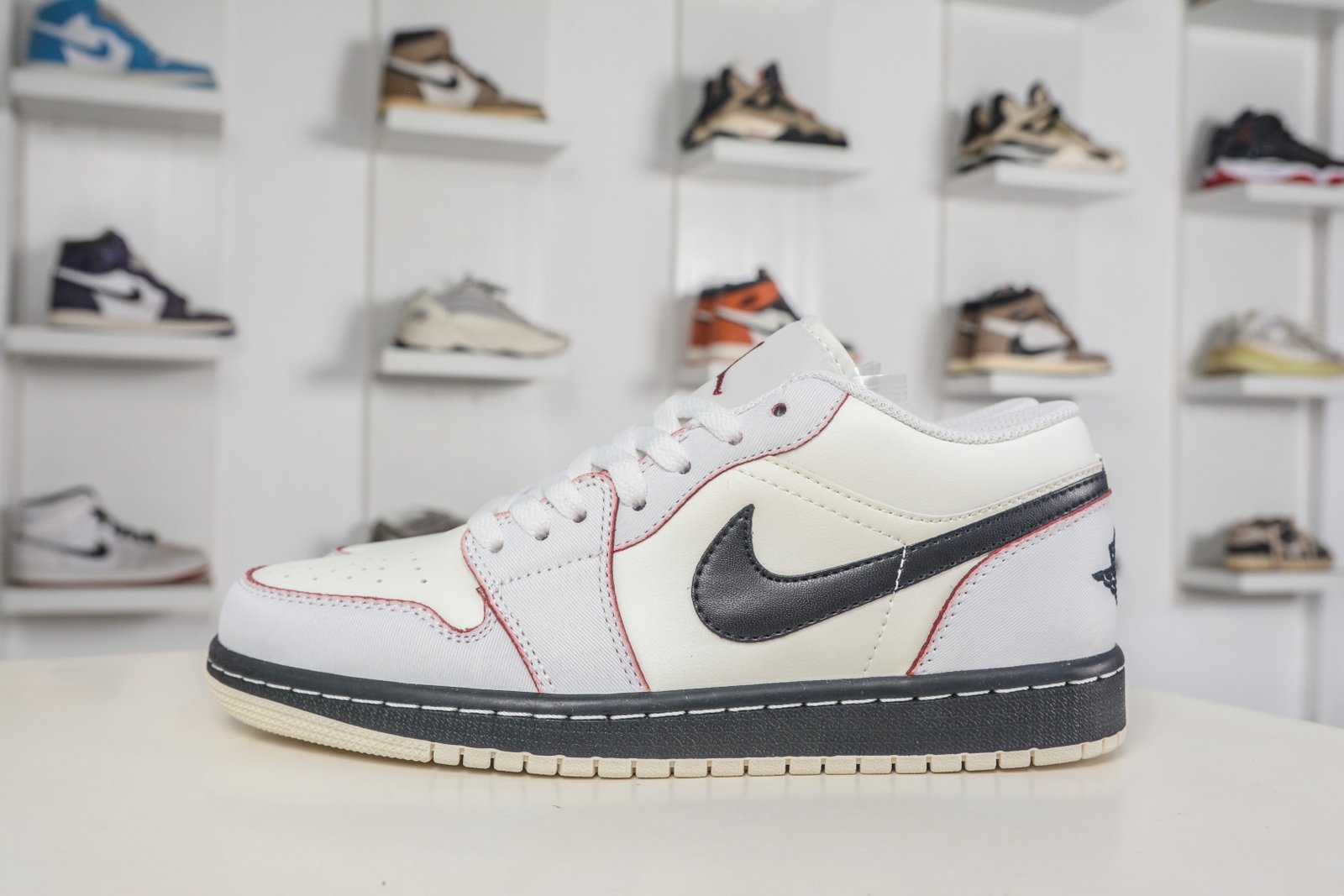 Air Jordan 1 Low 'Sail Black' Off-White Casual Skate Shoes - IV5325-133