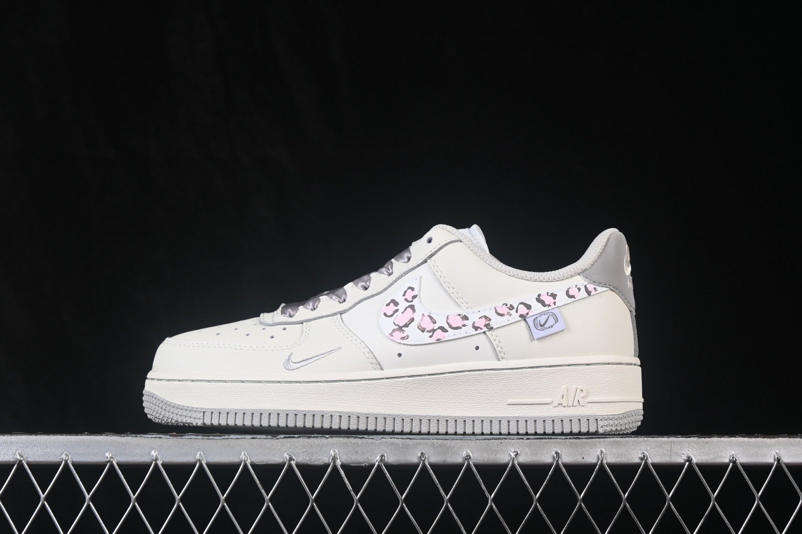 Nike Air Force 1 '07 Low Milk Grey Leopard Hand-Painted Graffiti Sneakers FB1839-323