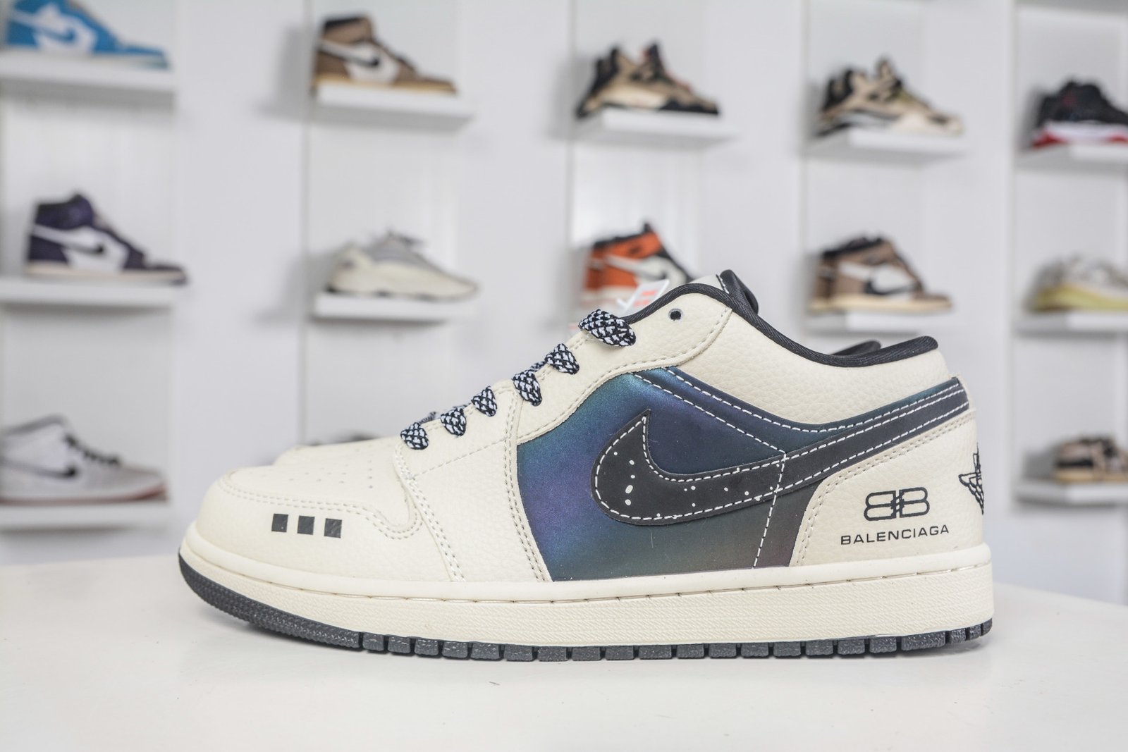 Air Jordan 1 Retro Low x Balenciaga Custom White Iridescent - LL8888 007