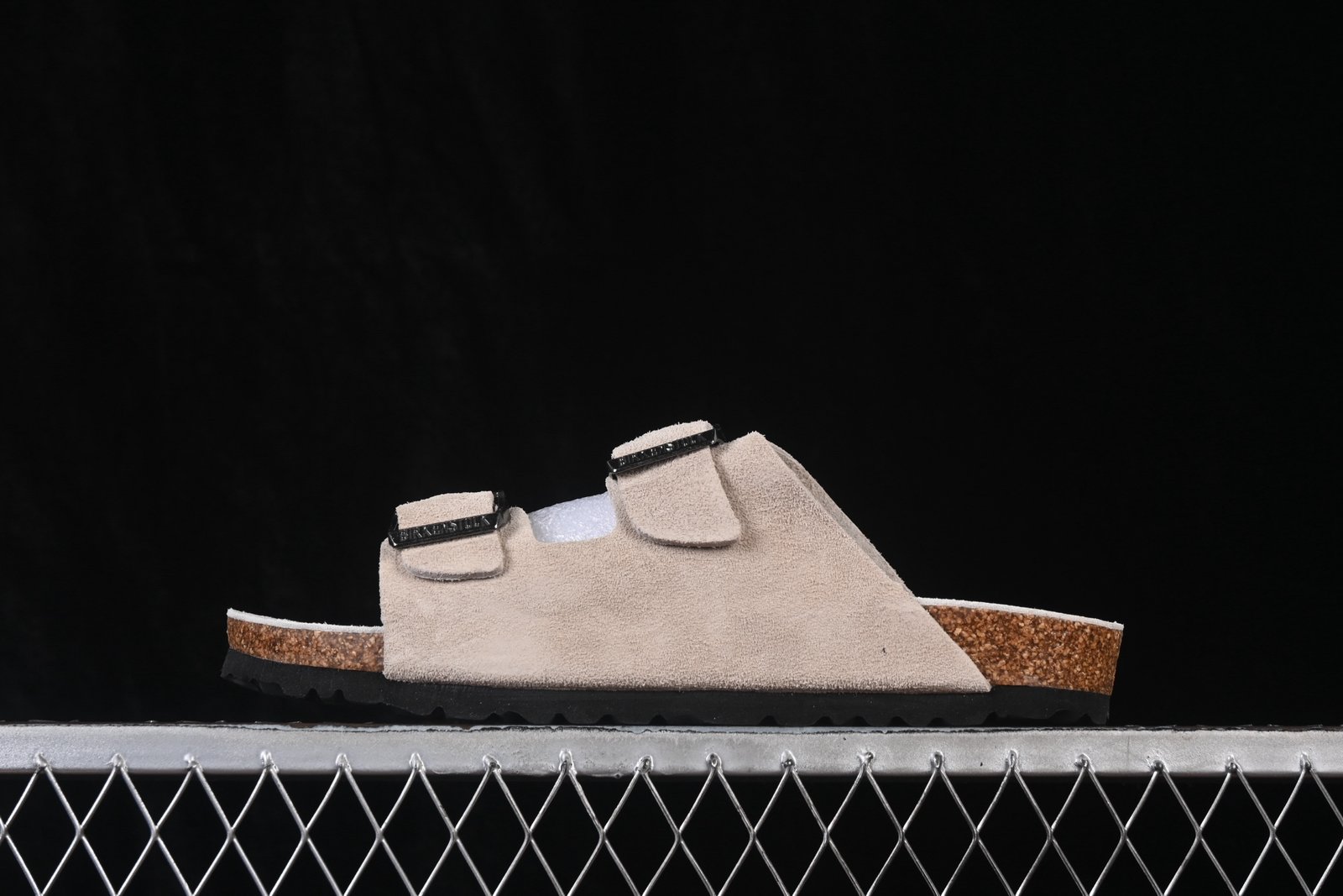 Birkenstock Shearling Lined Suede Leather Sandals Mother of Pearl White 1009527