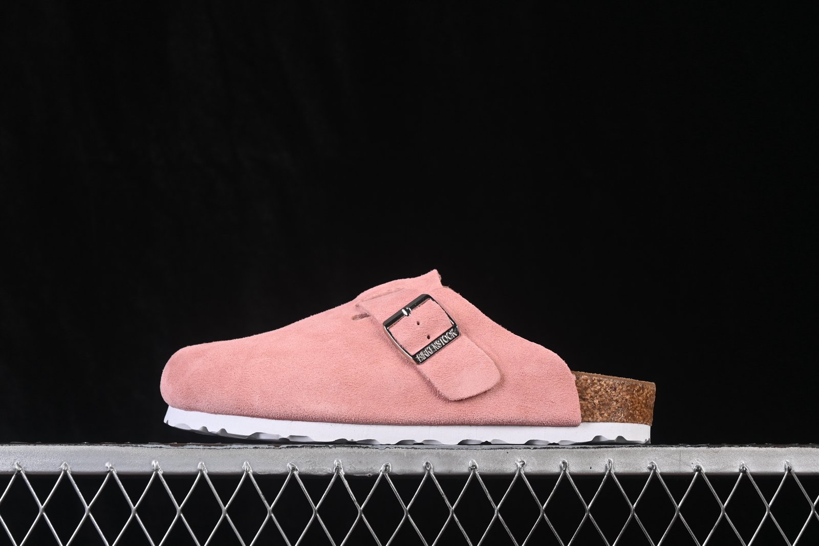 Birkenstock 0560773 Pink Suede Leather Sandals with Lamb Wool Lining and Cork Footbed