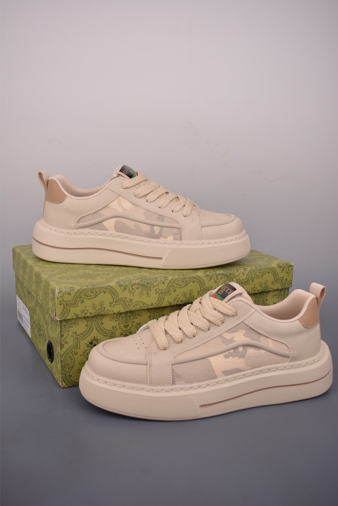 Gucci Men's New Luxury Geometric Pattern Imported Calfskin Sneakers 8899882731