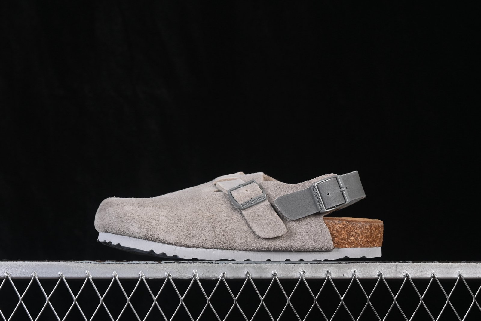 Birkenstock Suede Leather Shearling-Lined Sandals with Cork Footbed - Stone Grey 1028323