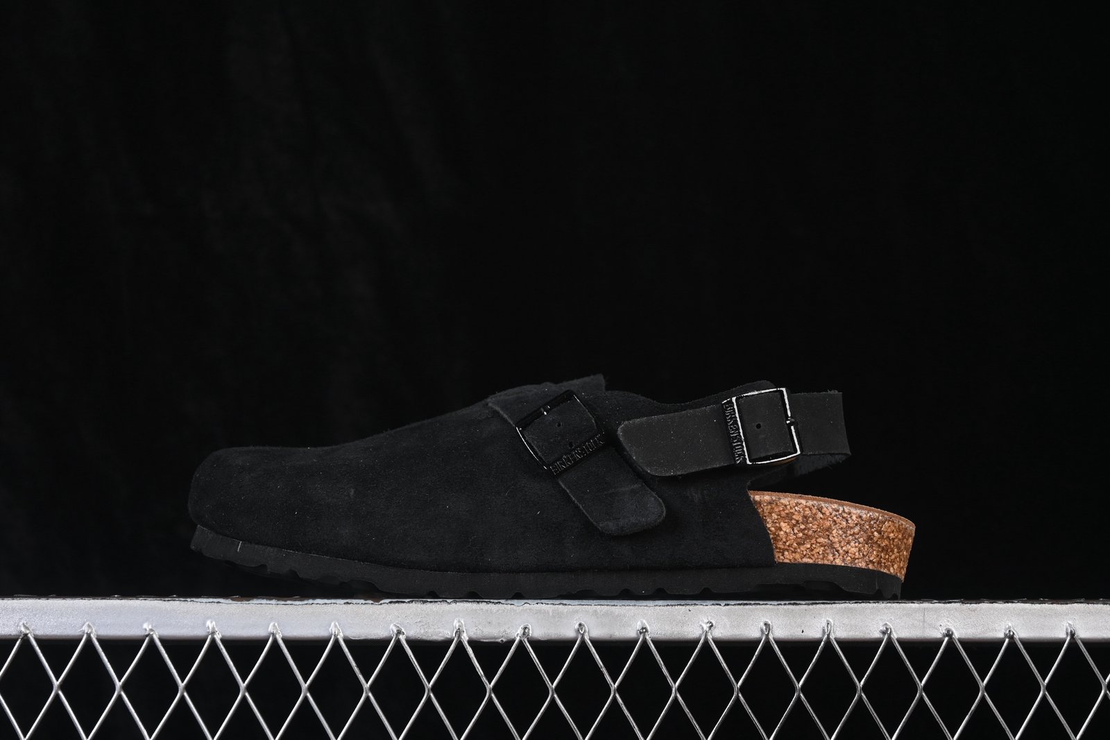 Birkenstock Sandals Black 1028337 - Suede Leather with Shearling Lining & Cork Midsole