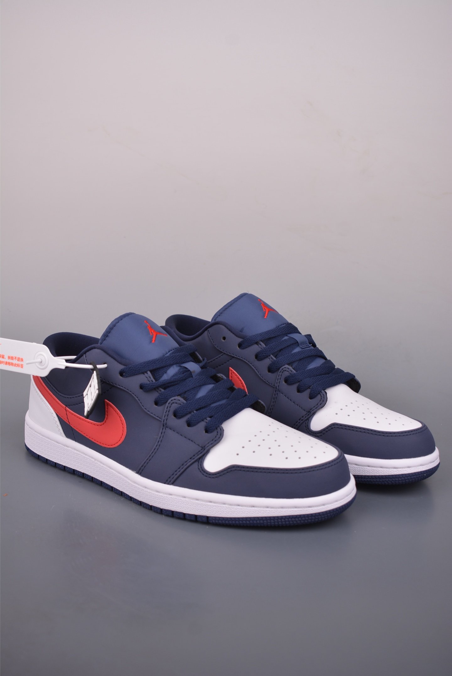 Air Jordan 1 Low 'Blue White Red' Premium Leather Sneakers - CZ8454-400