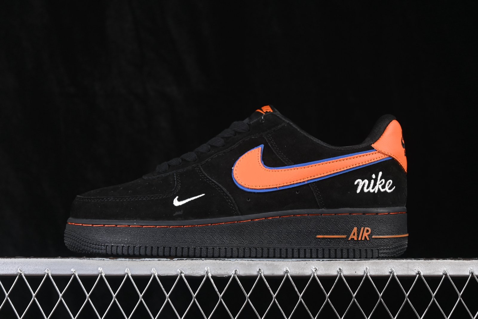 Nike Air Force 1 '07 Low Black Suede Orange Swoosh - FV3694-109