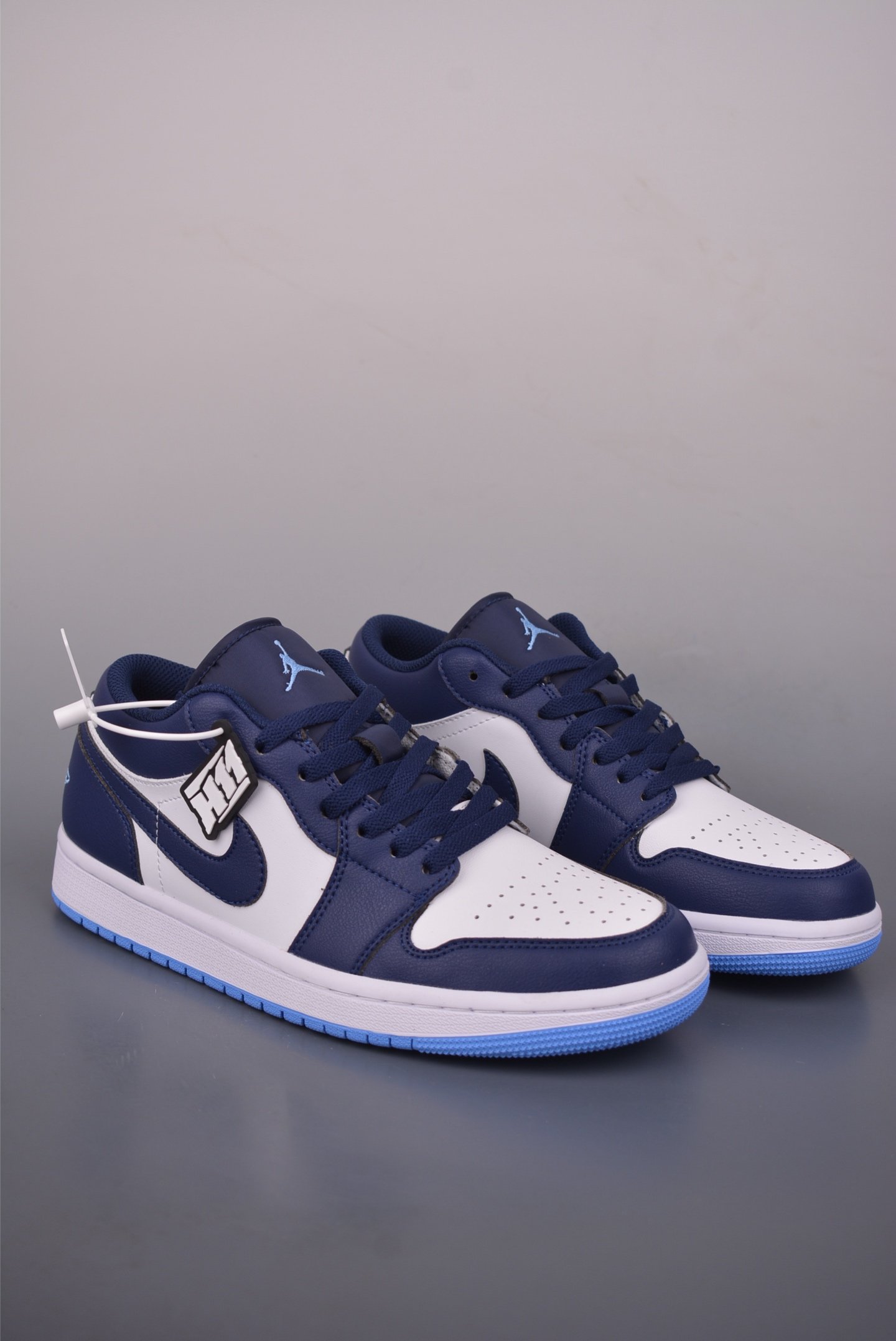 Air Jordan 1 Low 'Blue White' Premium Leather Lifestyle Sneakers - 553558-404