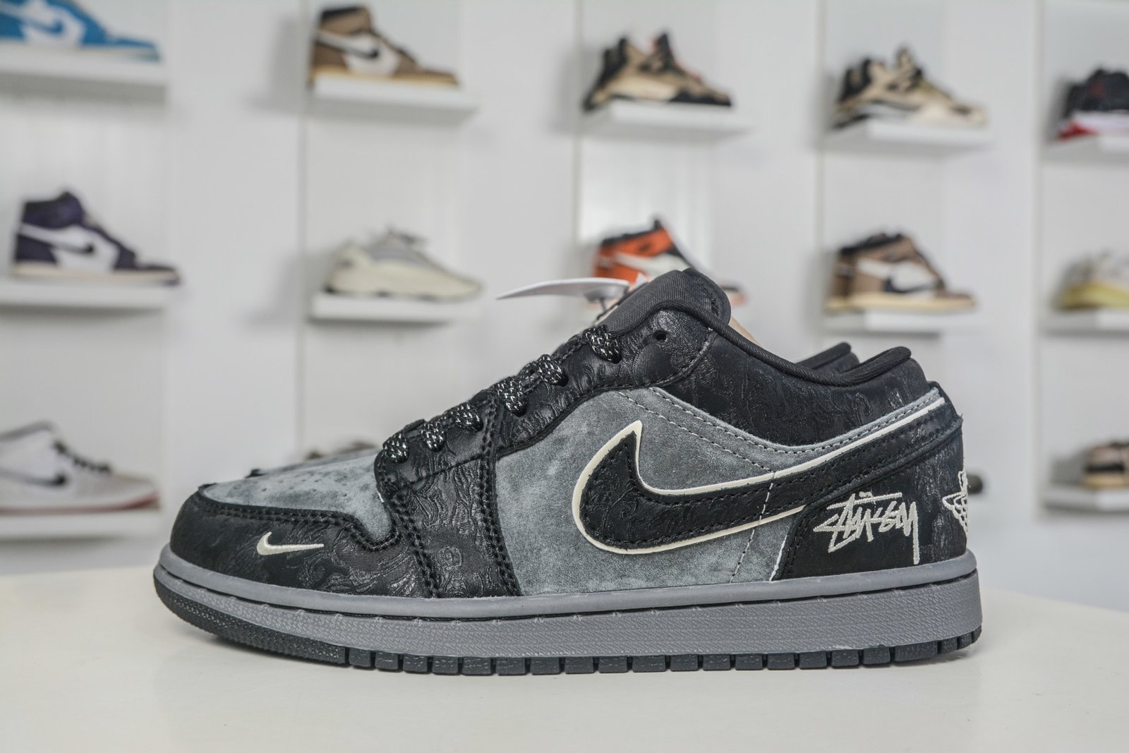 Jordan 1 Retro Low x Stussy Custom Black Grey - LD8888-015
