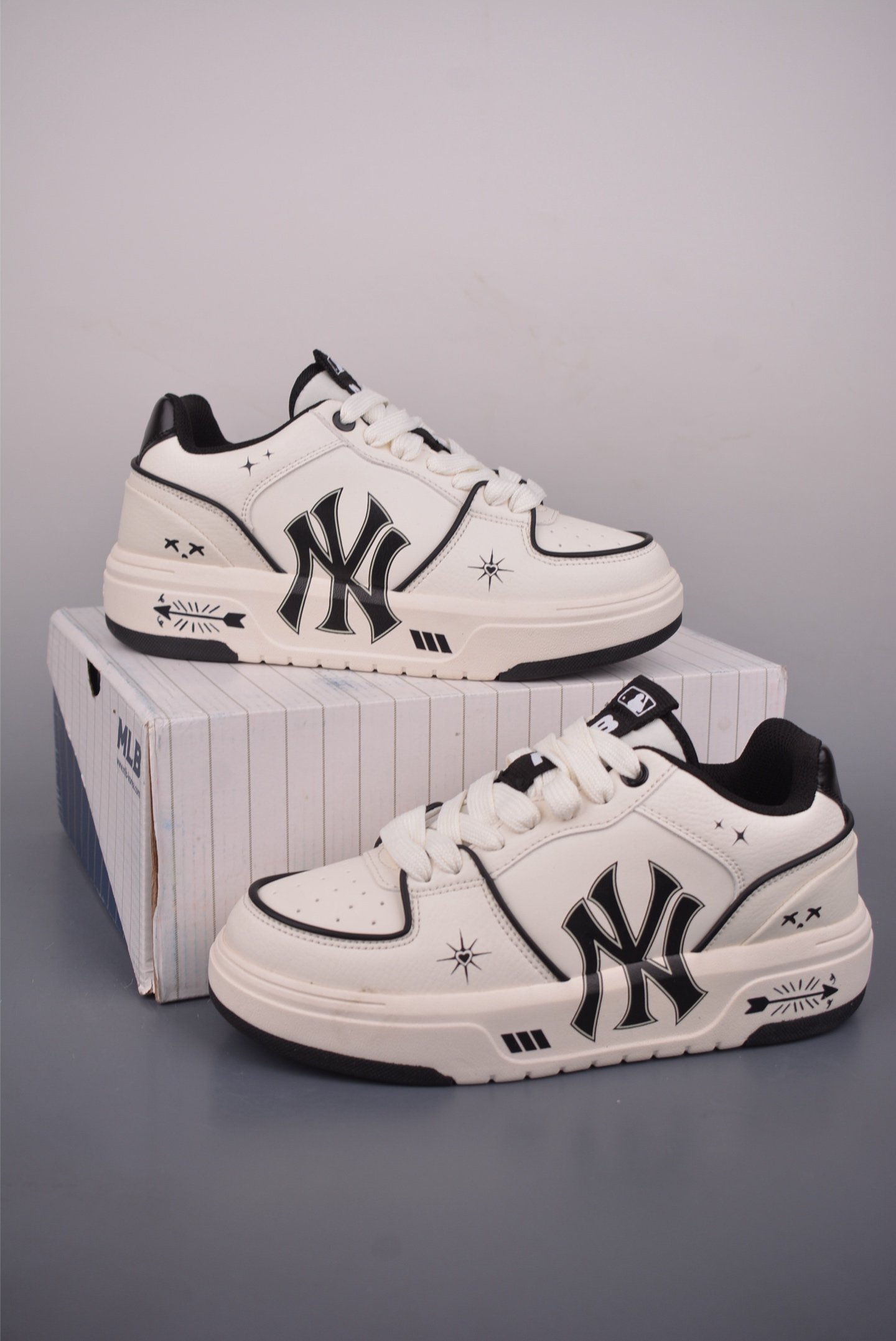 MLB Big Ball Chunky Graffiti Print Sneakers - 6cm Heightened Platform Dad Shoes 3ASXCA12N2915