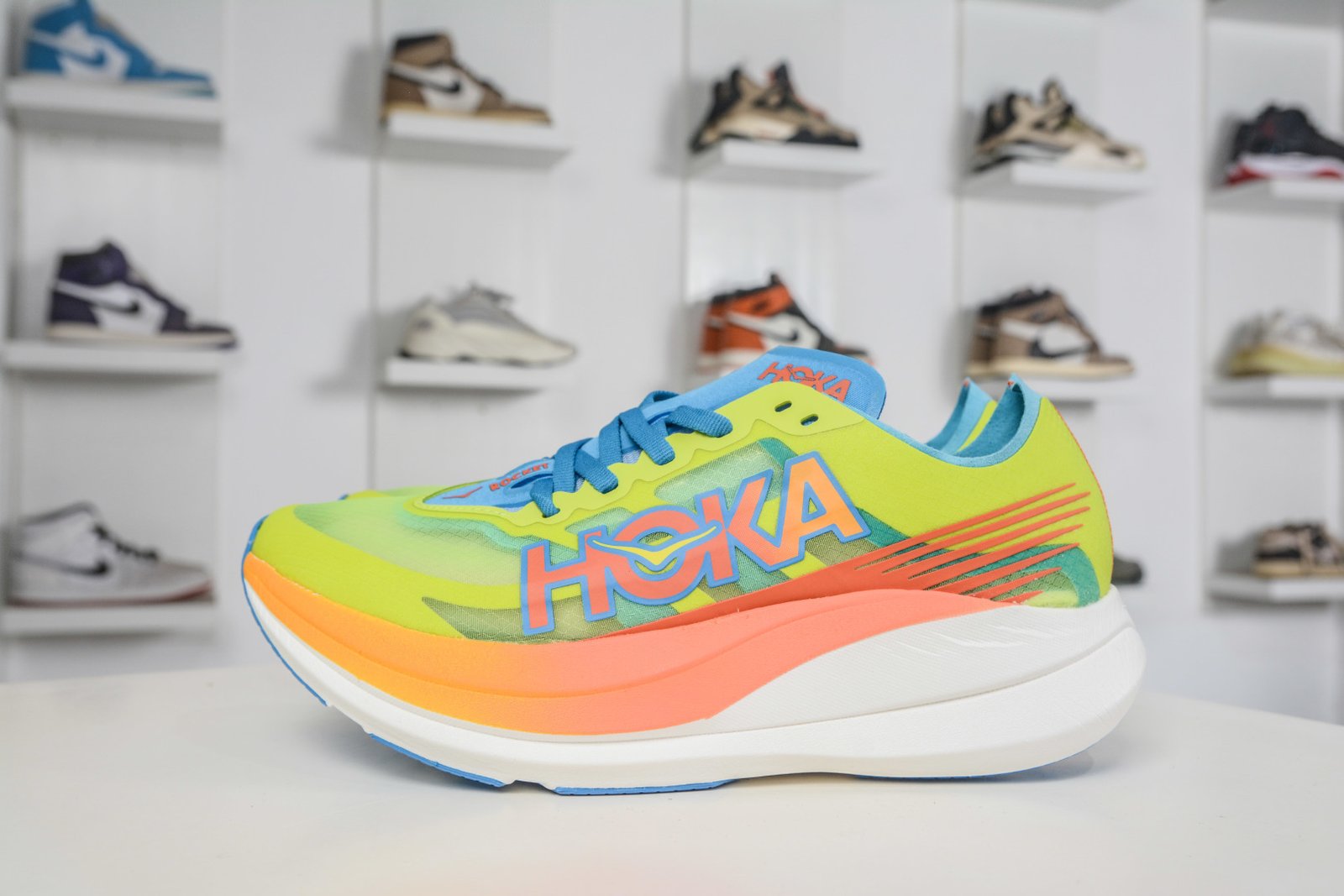 Hoka One One Rocket X 2 Carbon Racing Shoes - Translucent Mesh Lightweight Running Shoes - 1127927/HEIB