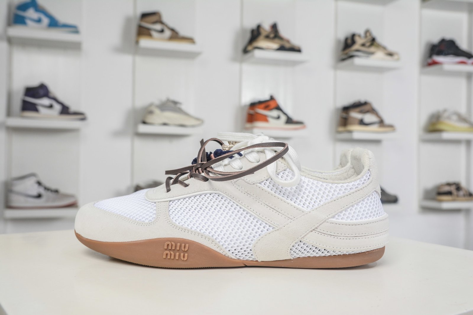 Miu Miu Gymnasium Mesh and Suede Trainers Distressed Dirty Sneakers 26S SS Runway