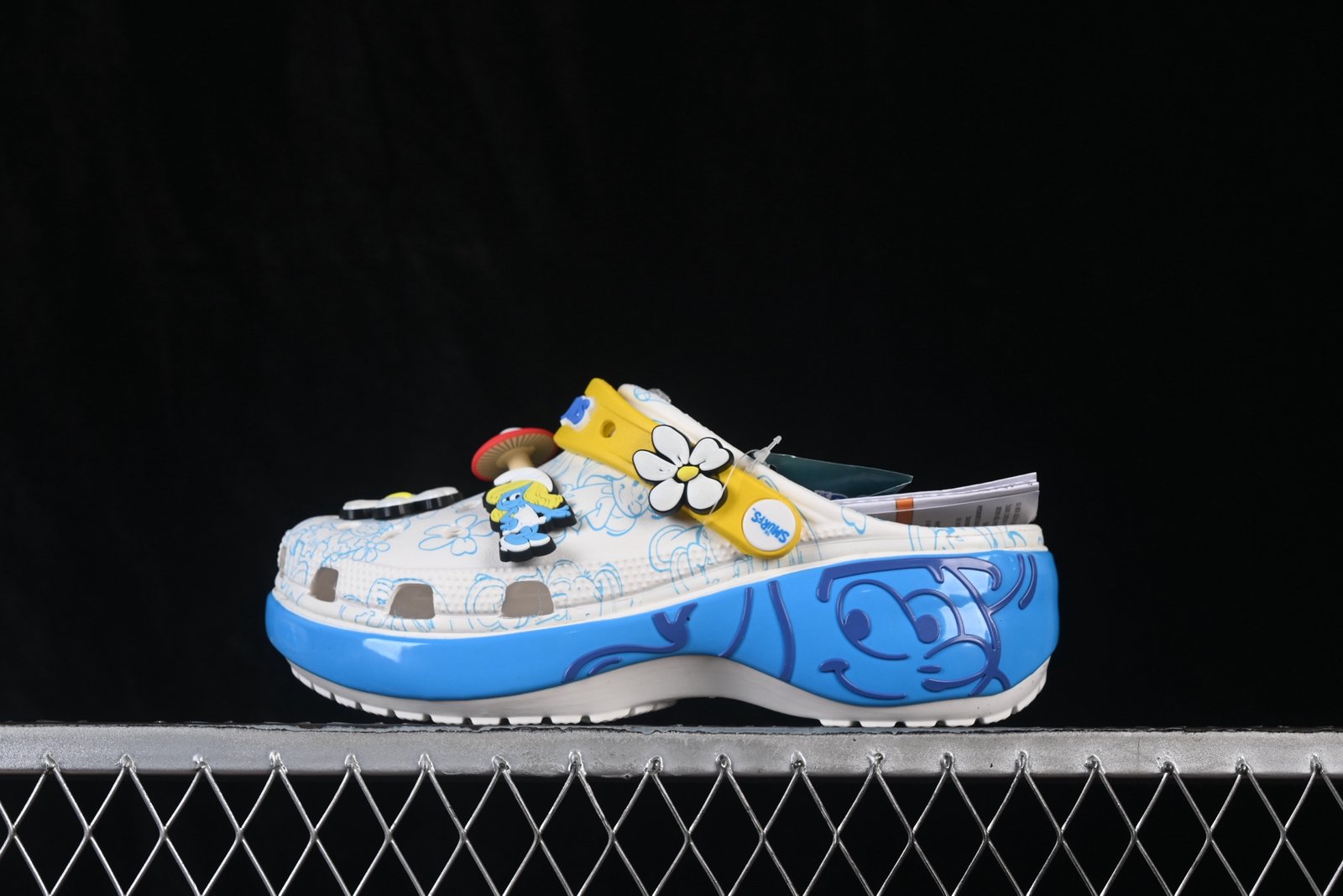 Crocs x Smurfs Platform Clog - White/Blue/Yellow Thick Sole Cloud Sandals