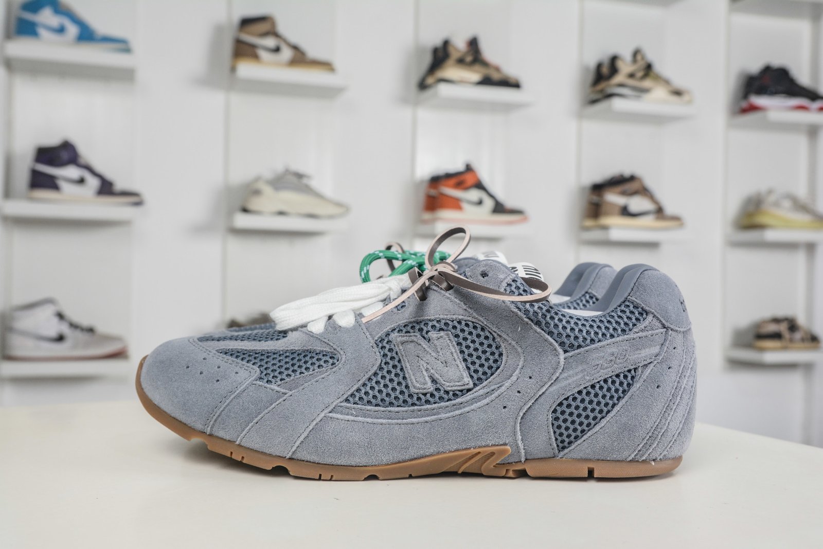 Miu Miu x New Balance 530SL Collaboration Distressed Suede Retro Sneakers - Double Lace Design