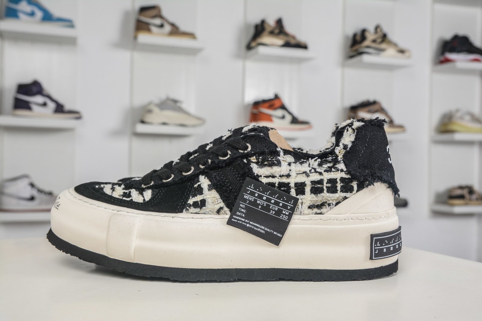 xVESSEL G.O.P. Lows Deconstructed Canvas Shoes Black Tail German Trainer - S19X001B