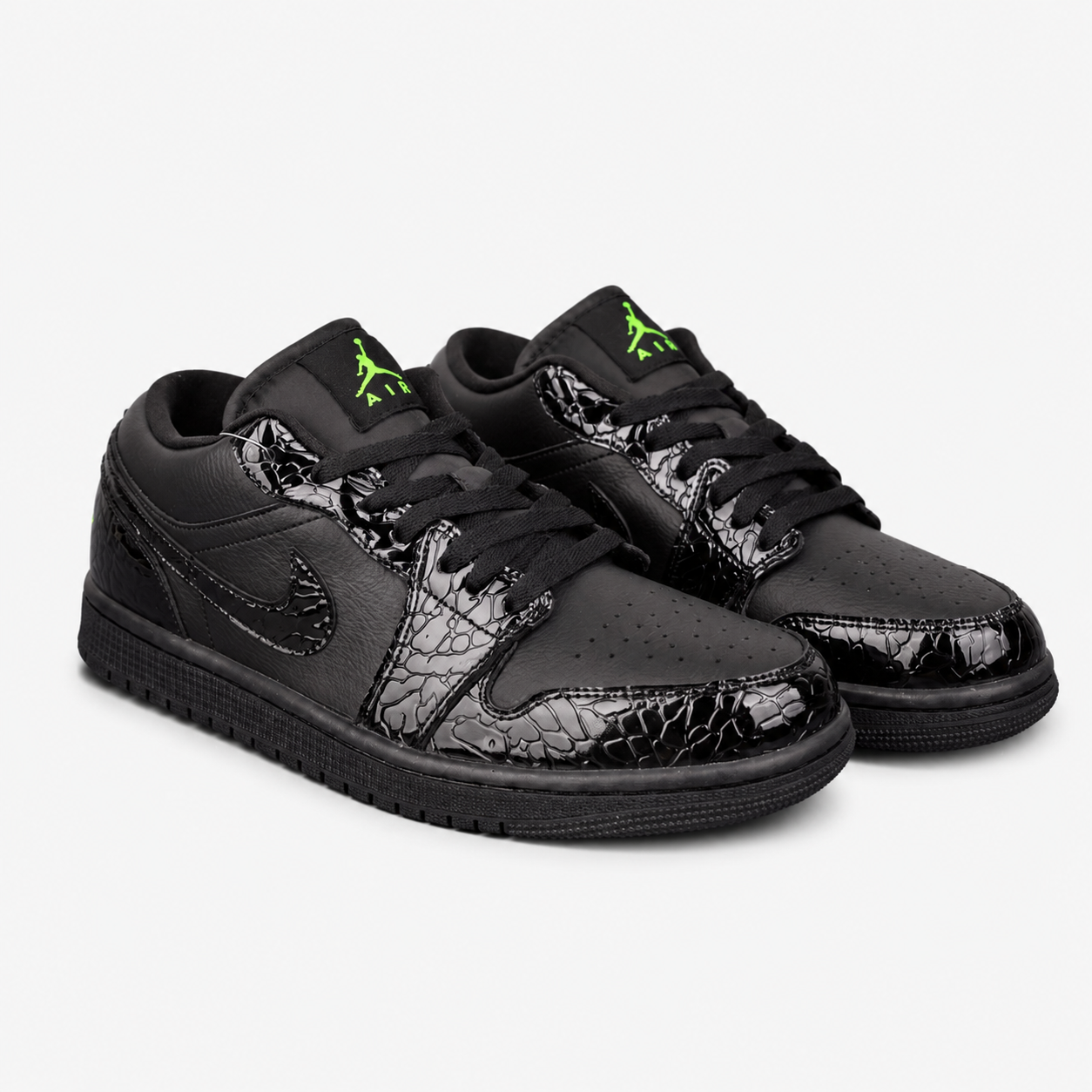 Air Jordan 1 Low 'Black Green' Premium Leather Casual Board Shoes - IQ9701