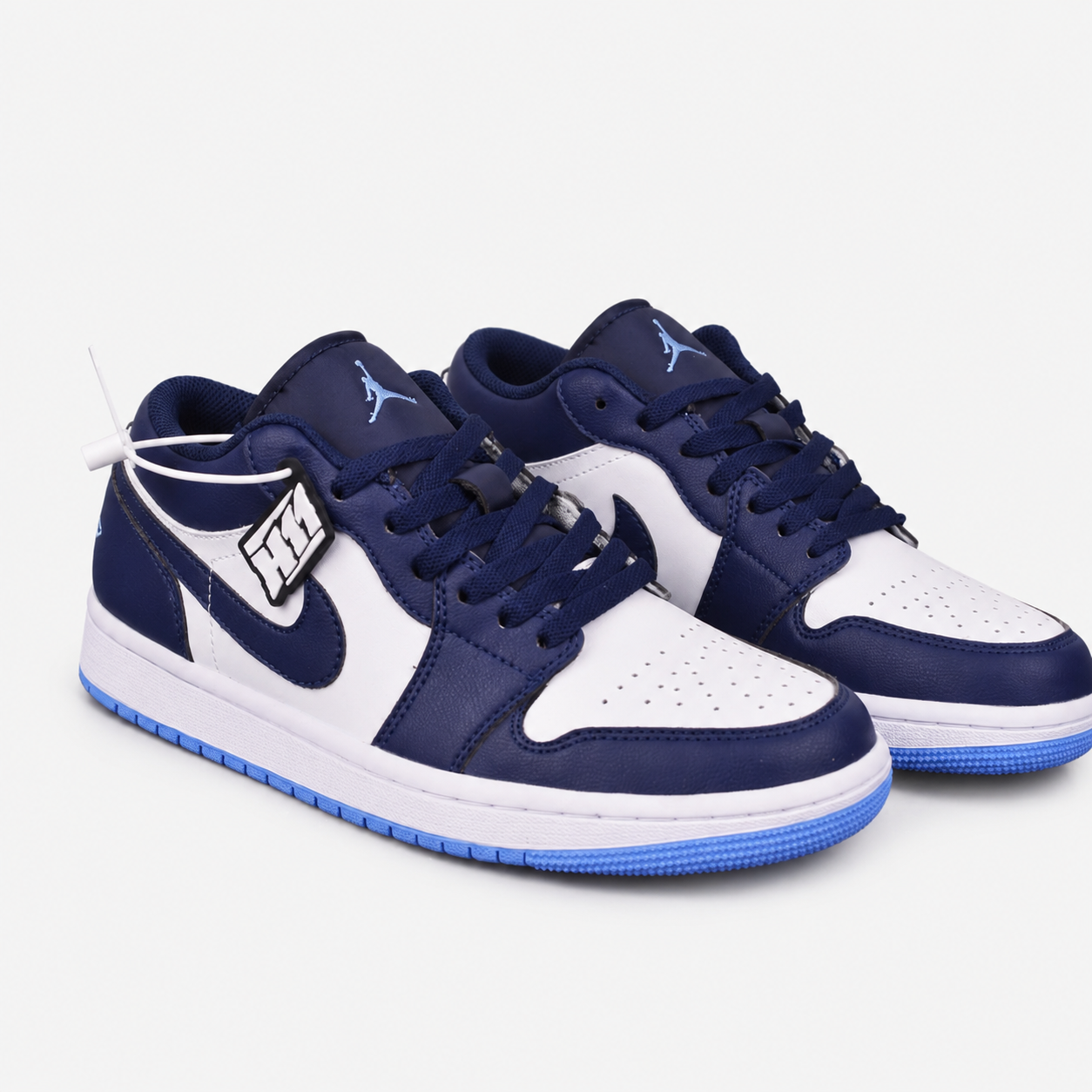 Air Jordan 1 Low 'Blue White' Premium Leather Lifestyle Sneakers - 553558-404