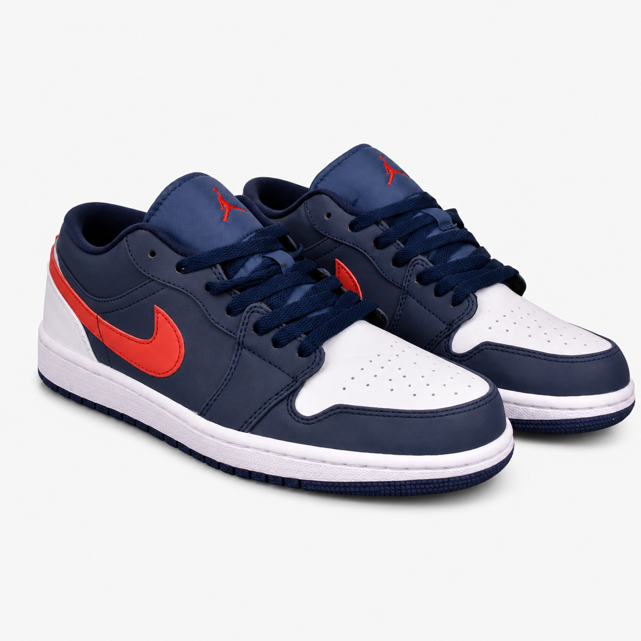 Air Jordan 1 Low 'Blue White Red' Premium Leather Sneakers - CZ8454-400