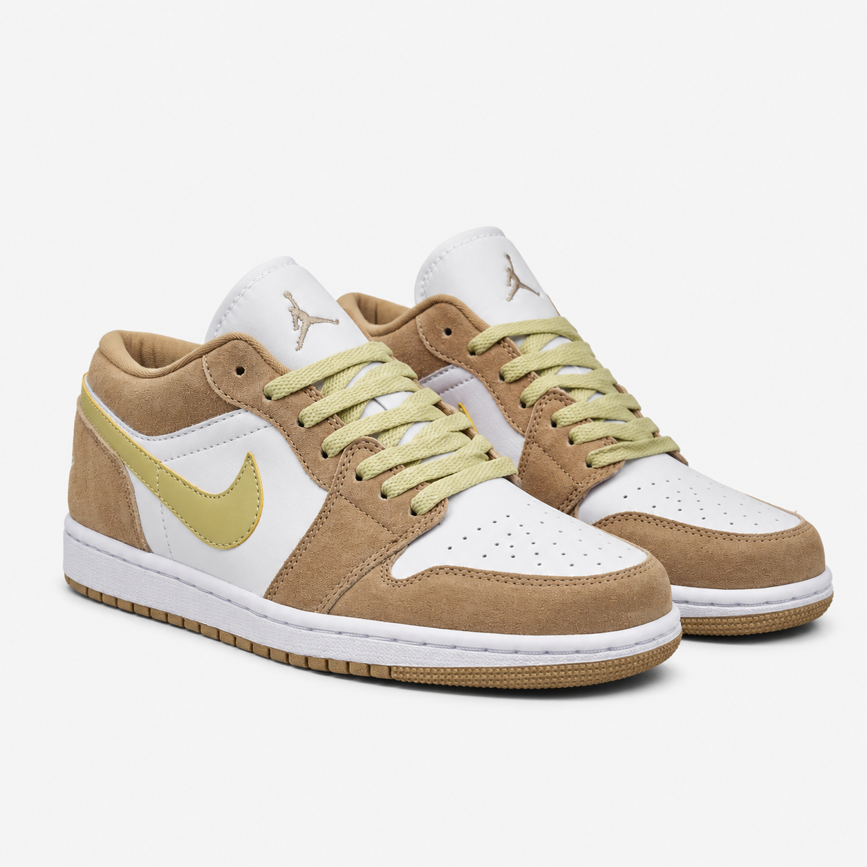 Air Jordan 1 Low 'Light Brown White' - Premium Leather Sneakers - DC0774-204