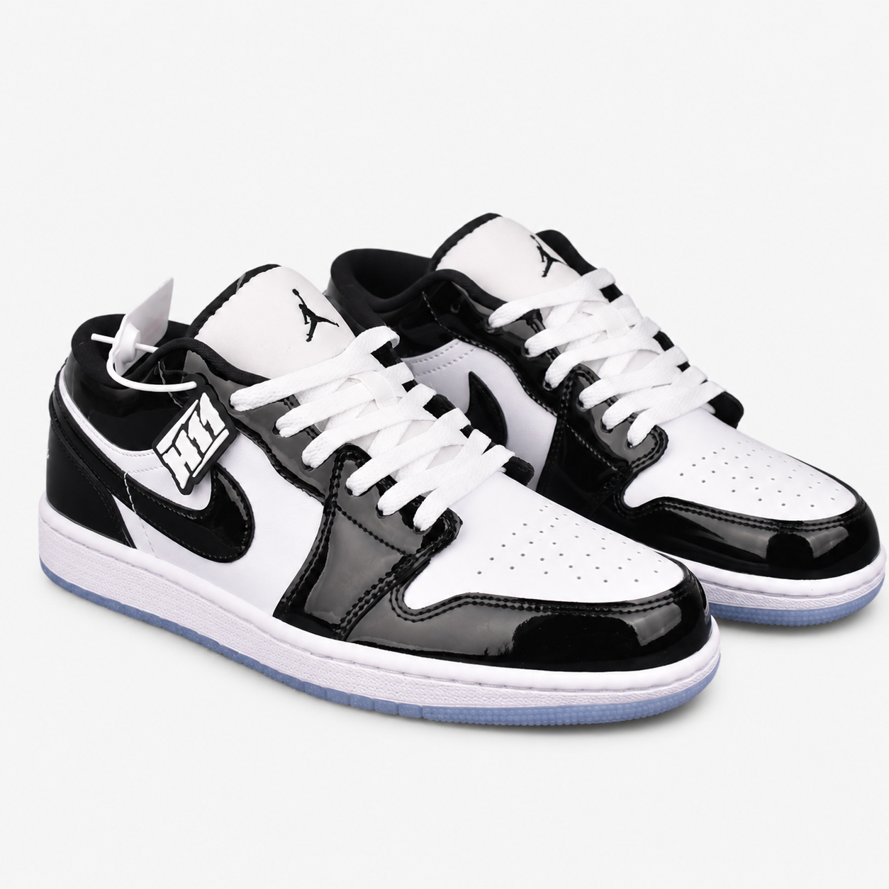 Air Jordan 1 Low 'Patent Black White' Panda Low-Top Casual Sneakers DV1309-100
