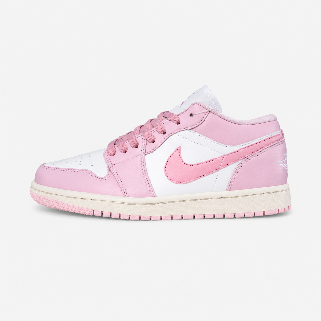Air Jordan 1 Low 'Pink White' DC0774-607 Premium Leather Lifestyle Sneakers
