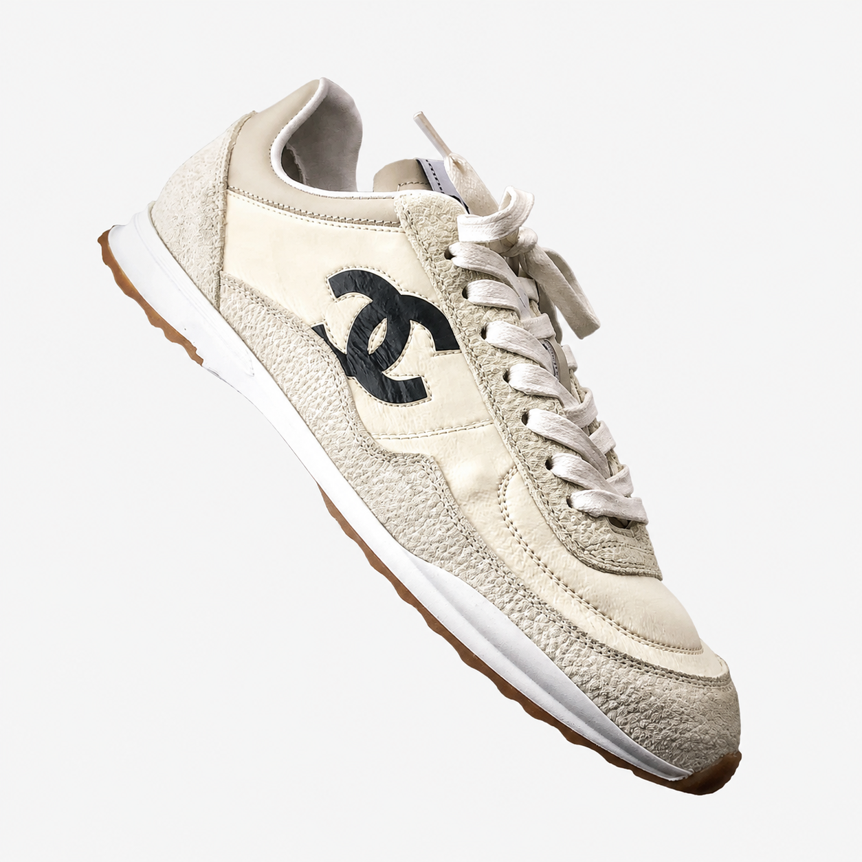 Chanel Women's 26S Double C Diamond Quilted Leather GAT Trainers Sneakers - White