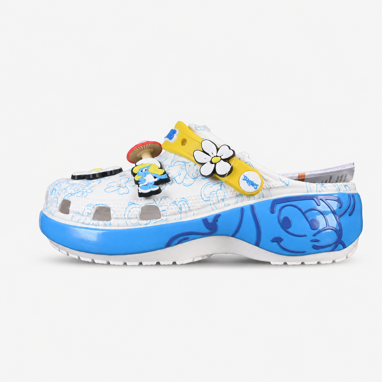 Crocs x Smurfs Platform Clog - White/Blue/Yellow Thick Sole Cloud Sandals