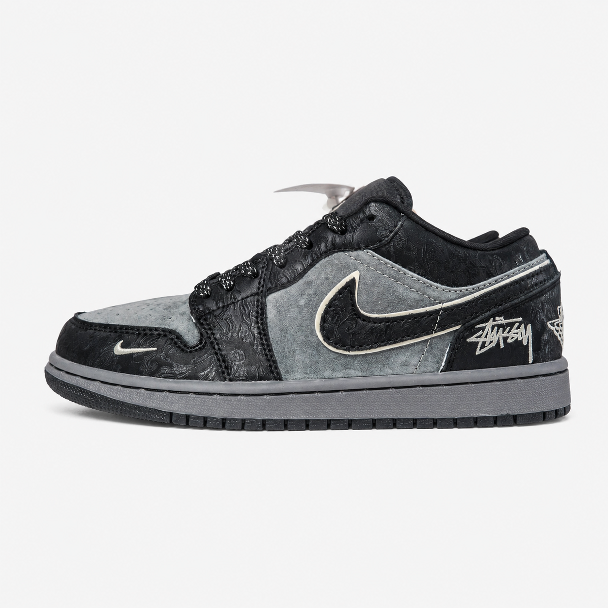 Jordan 1 Retro Low x Stussy Custom Black Grey - LD8888-015