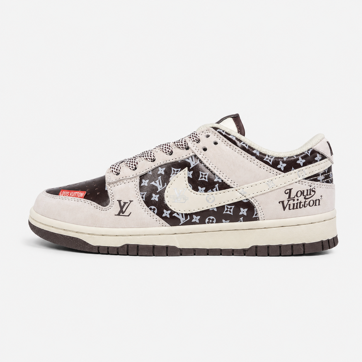 Louis Vuitton x Nike SB Dunk Low Collaboration - Rice Grey Brown DN3168-031 Premium Edition