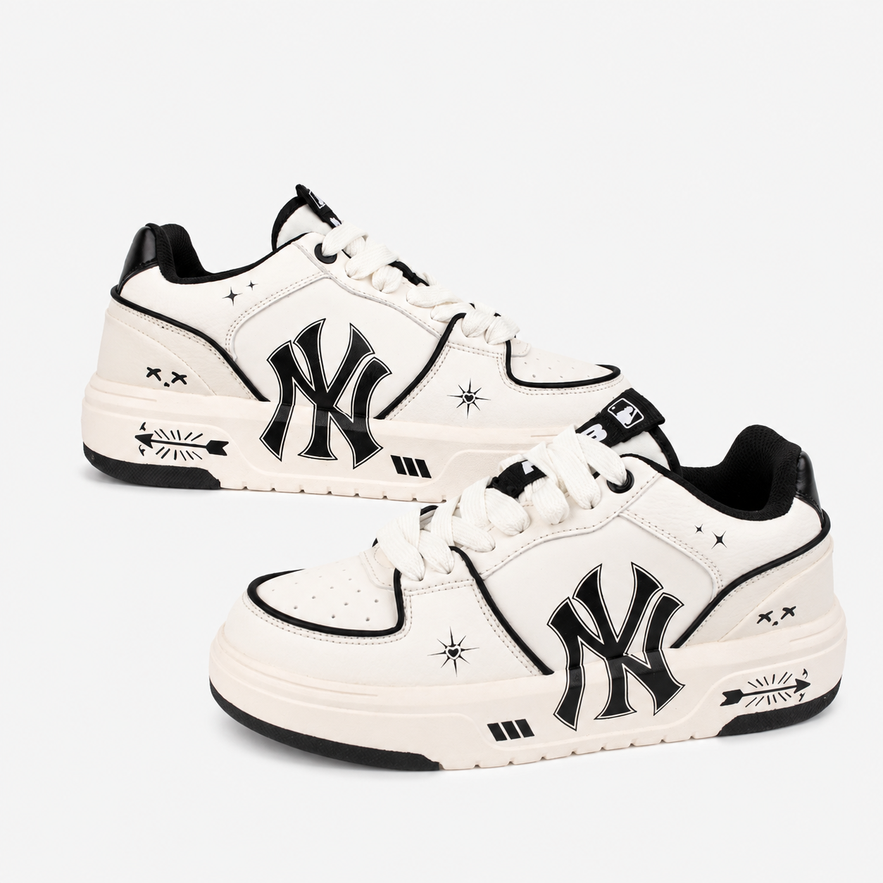 MLB Big Ball Chunky Graffiti Print Sneakers - 6cm Heightened Platform Dad Shoes 3ASXCA12N2915