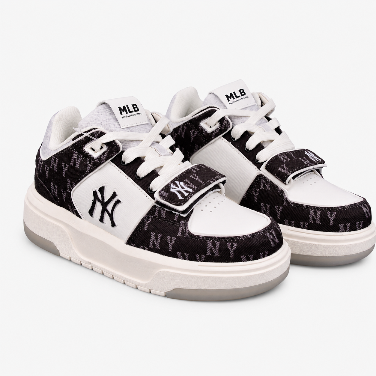 MLB Chunky Liner Denim Monogram BL NY Yankees Unisex Platform Sneakers - 3ASXMDM6N818