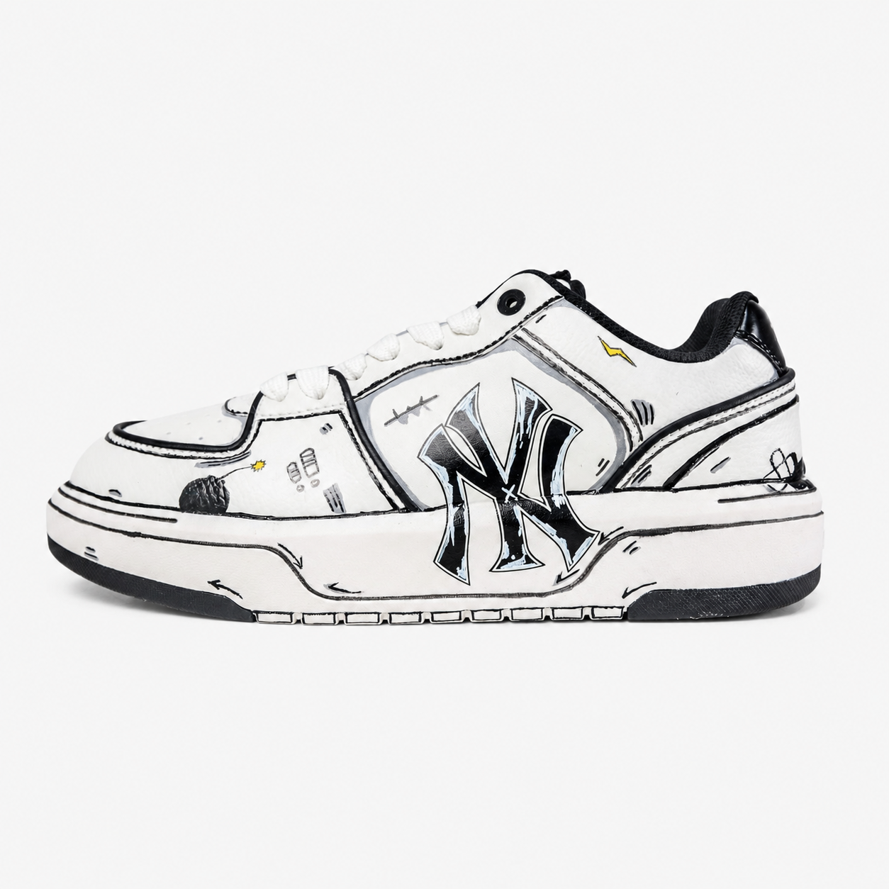 MLB Chunky Liner Low-Top Graffiti Custom White Lifestyle Sneakers - 3ASXCA12N 50WHS