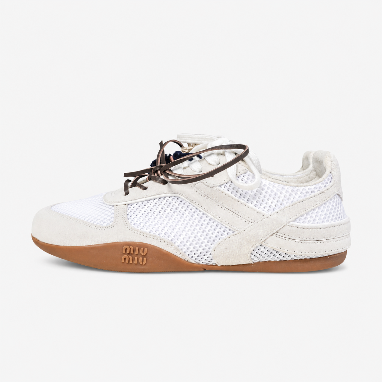 Miu Miu Gymnasium Mesh and Suede Trainers Distressed Dirty Sneakers 26S SS Runway