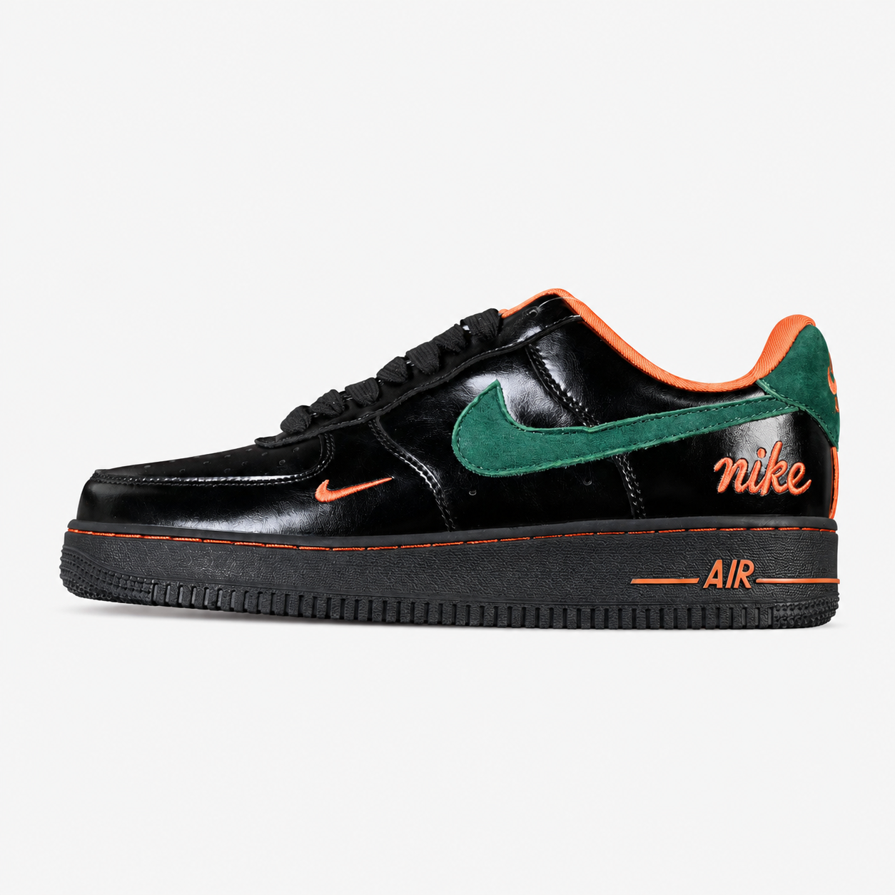 Nike Air Force 1 '07 Low Black Green Orange FV3694-106 Casual Sneakers