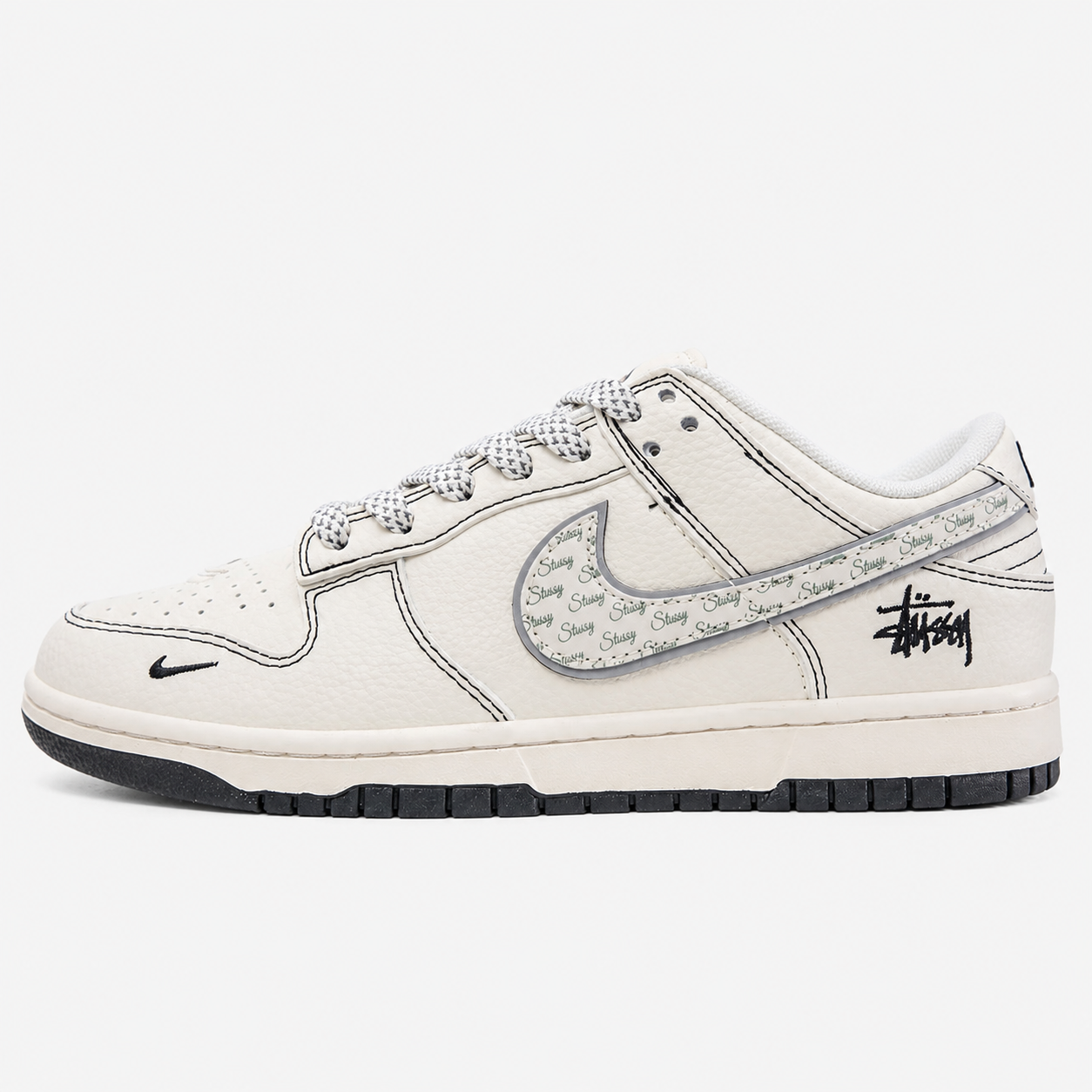 Nike SB Dunk Low x Stussy Collaboration - Silver Grey Black Beige - HH7518 097