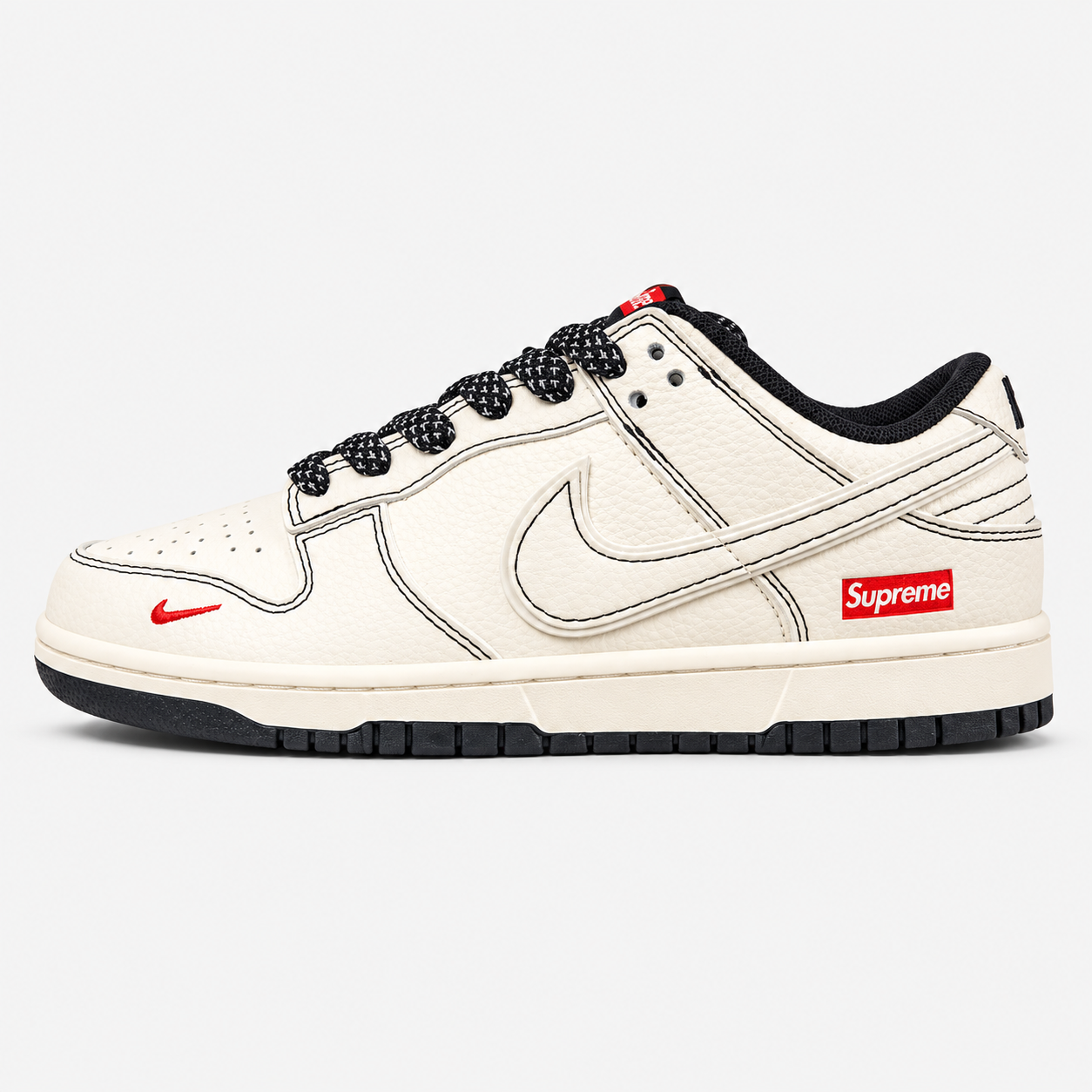 Nike SB Dunk Low x Supreme White Black Stitching HH7518-098