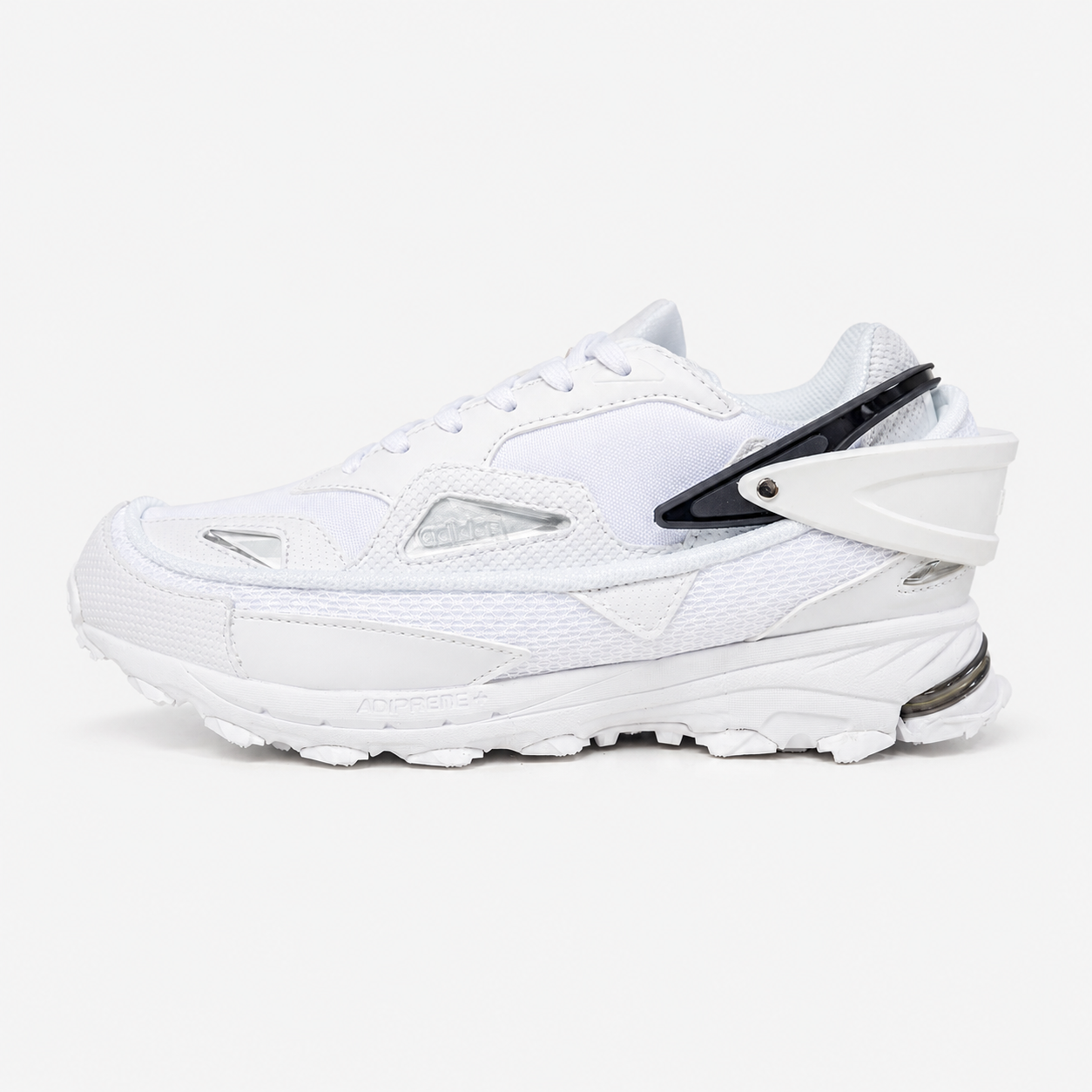 Raf Simons Runner Low-Top Leather and Mesh Sneakers in White/Silver - B24110